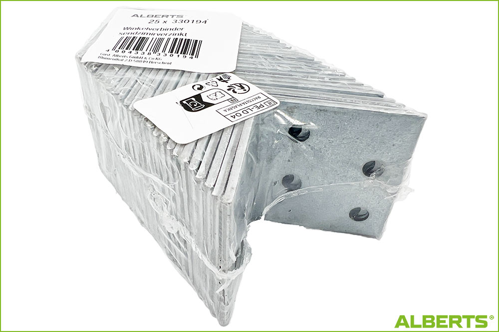 ALBERTS 330194 Winkelverbinder Stahl roh, 40 x 40 x 40 mm, 25er-Packung – Bild 2