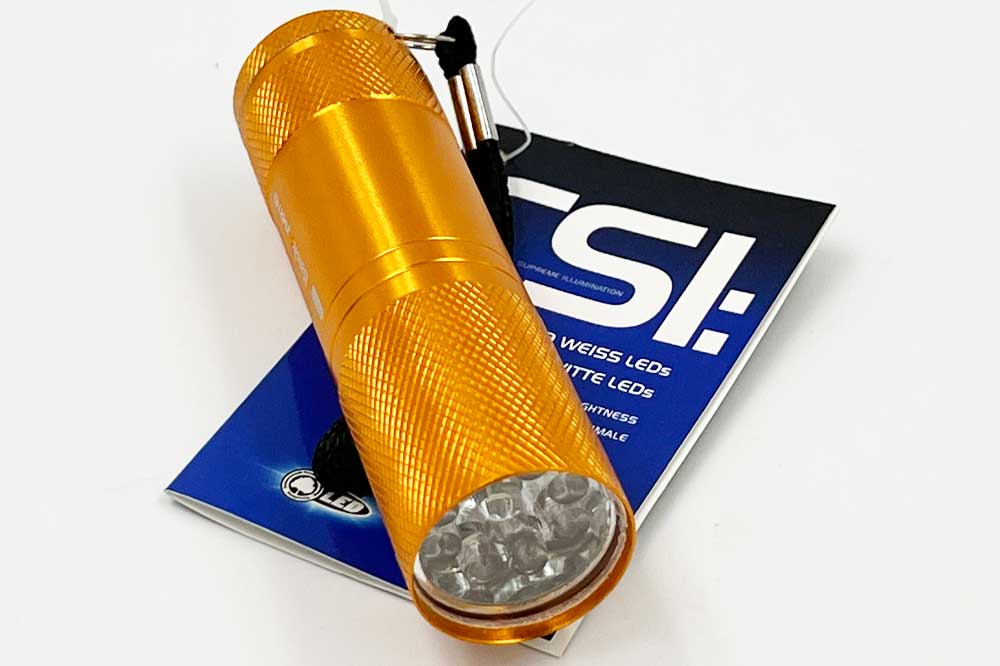 Cleaning Tools 94 LED-Taschenlampe, 9 LEDs, inkl. Batterien, gold