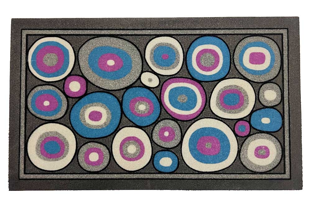 RM24 Vollgummi-Fussmatte - Bodenmatte, 40 x 68 cm, runde farbige Formen