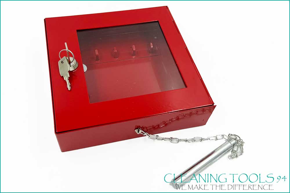Cleaning Tools 94 Notschlüsselbox mit 5 Haken, 20 x 20 x 5 cm, rot