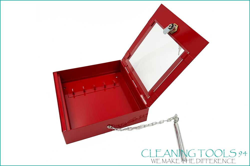 Cleaning Tools 94 Notschlüsselbox mit 5 Haken, 20 x 20 x 5 cm, rot – Bild 2