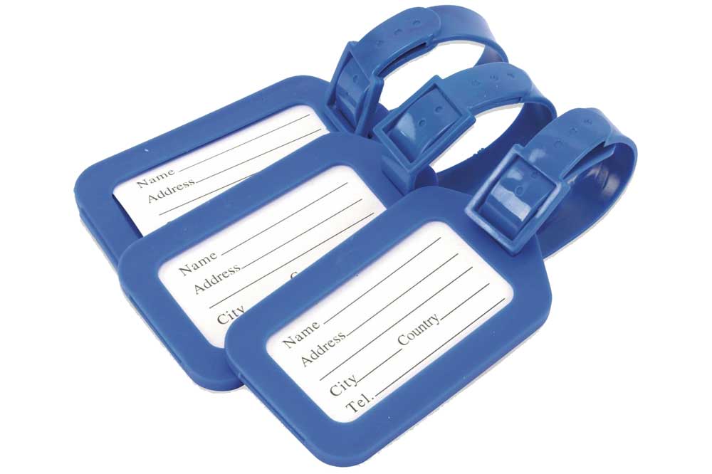 DUNLOP Gepäckanhänger 80 x 50 mm, blau, 3 Stück