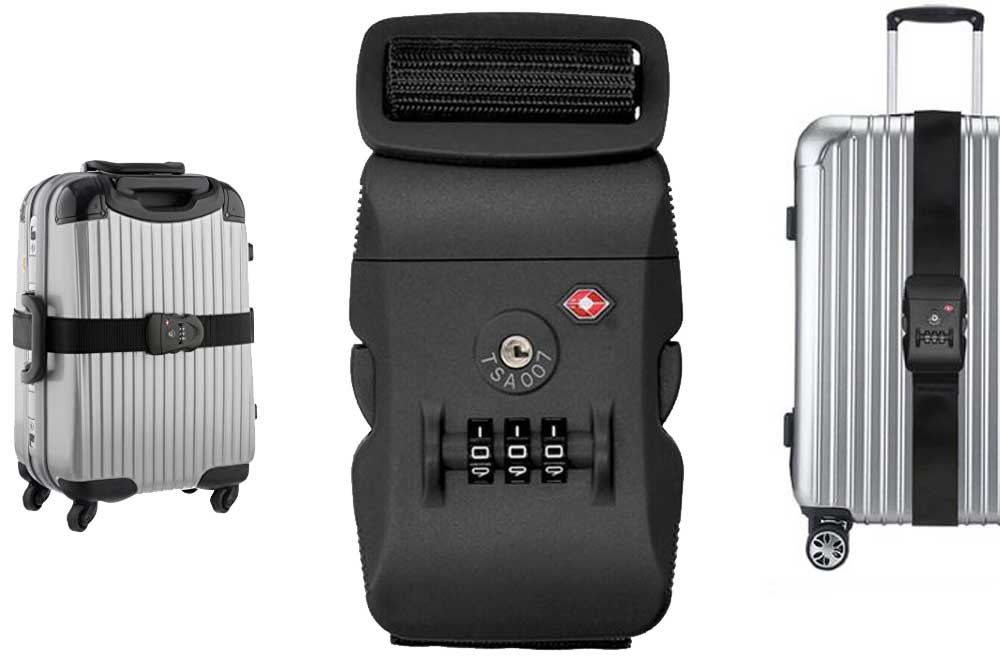 DUNLOP Koffergurten-Schloss TSA Lock, 190 x 5 cm, schwarz