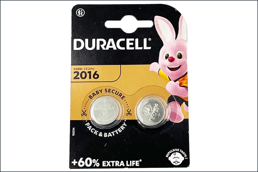 DURACELL Knopfzelle 2016 Lithium-Knopfzelle 3 V, 2 Stück