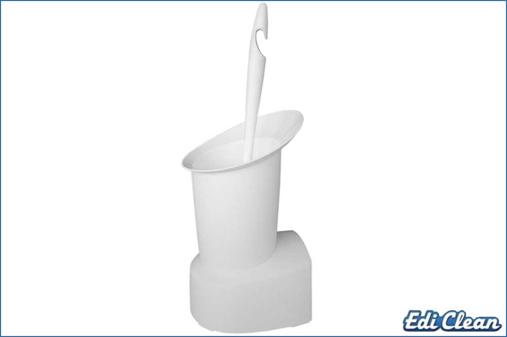 Edi Clean 82026 WC-Besen-Wandhalter sowie WC-Besen mit Randreiniger, 19er Form, weiss