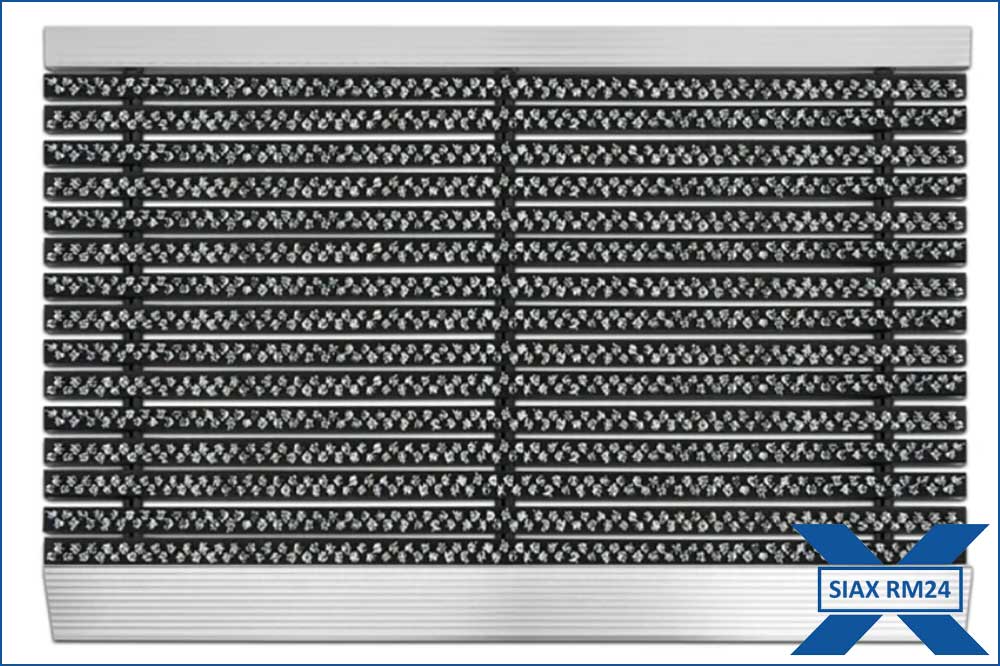 RM24 AluBrush Fussmatte - Bodenmatte mit Alu-Rahmen 40 x 60 cm, schwarz-weiss