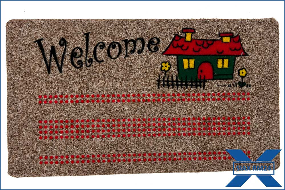 RM24 Fussmatte / Bodenmatte, 40 x 70 cm, Welcome mit Häuschen