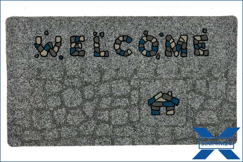 RM24 Fussmatte - Bodenmatte, 40 x 70 cm, WELCOME mit Steinplatten