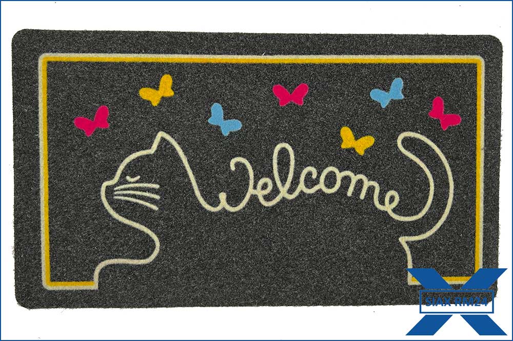 RM24 Fussmatte - Bodenmatte, 40 x 70 cm, Welcome bunte Schmetterlinge
