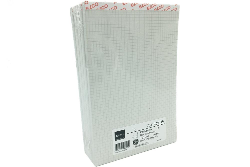 ELCO 73312.27 - Schreibblock - Notizblock Office A5 kariert, Recycling 100 Blatt - 5 Stück – Bild 2