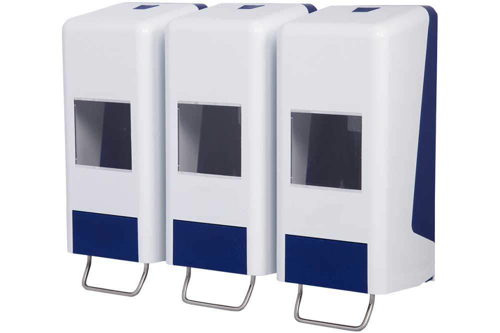 Metzger Systems SF2000B3 Trispender 3-fach Softflaschenspender, blau-weiss