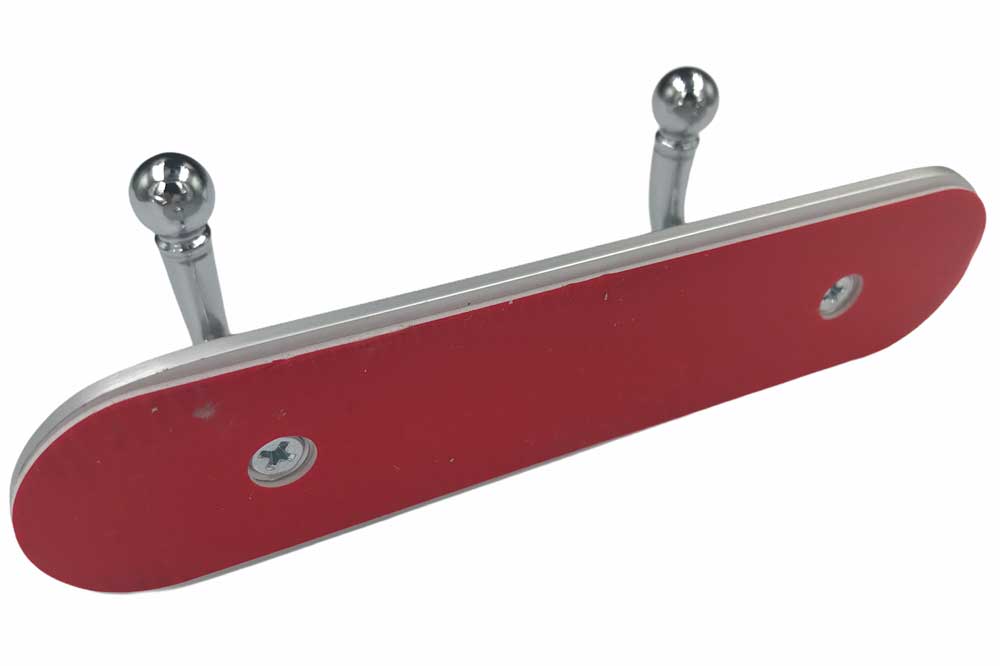 Rei Garderobenleiste, Aluminium-Edelstahl, 2 Haken