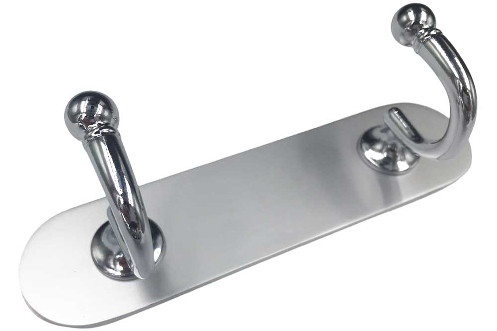 Rei Garderobenleiste, Aluminium-Edelstahl, 2 Haken