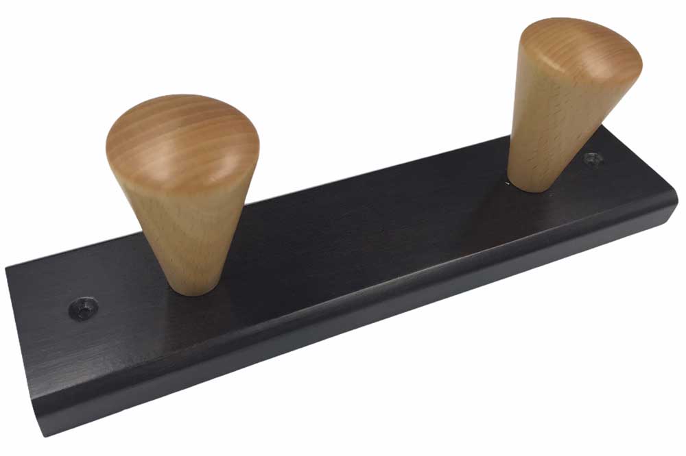 Rei Garderobenleiste Holz, dunkelbraun-hellbraun, 2 Haken