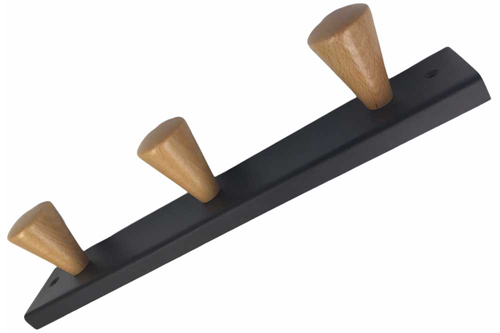 Rei Holz-Garderobenleiste, dunkelbraun-hellbraun, 3 Haken