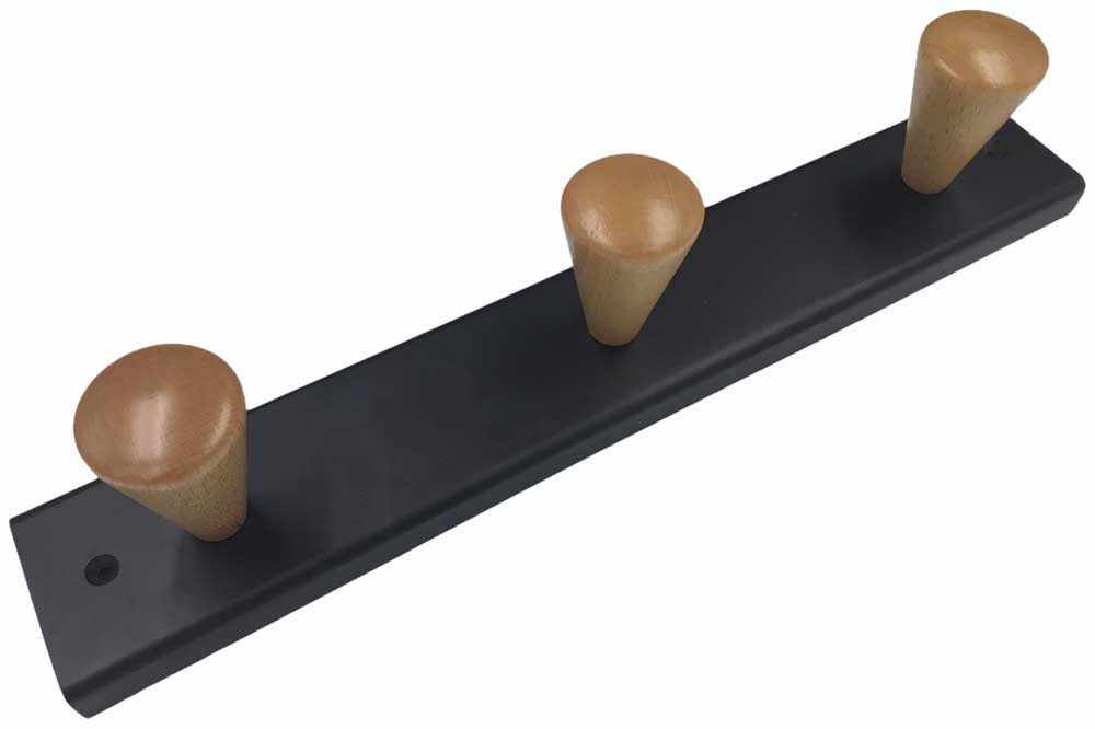 Rei Holz-Garderobenleiste, dunkelbraun-hellbraun, 3 Haken