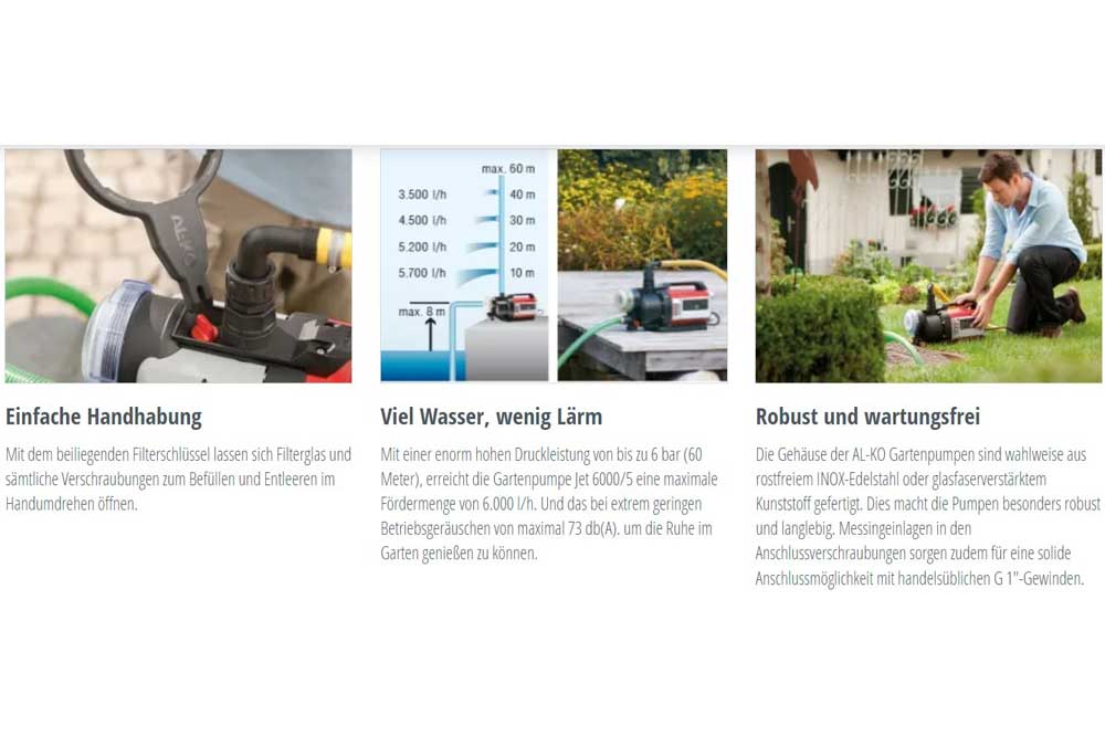 AL-KO 11284460 JET 6000/5 Gartenpumpe Premium, 1400 W, 6.0 bar – Bild 6