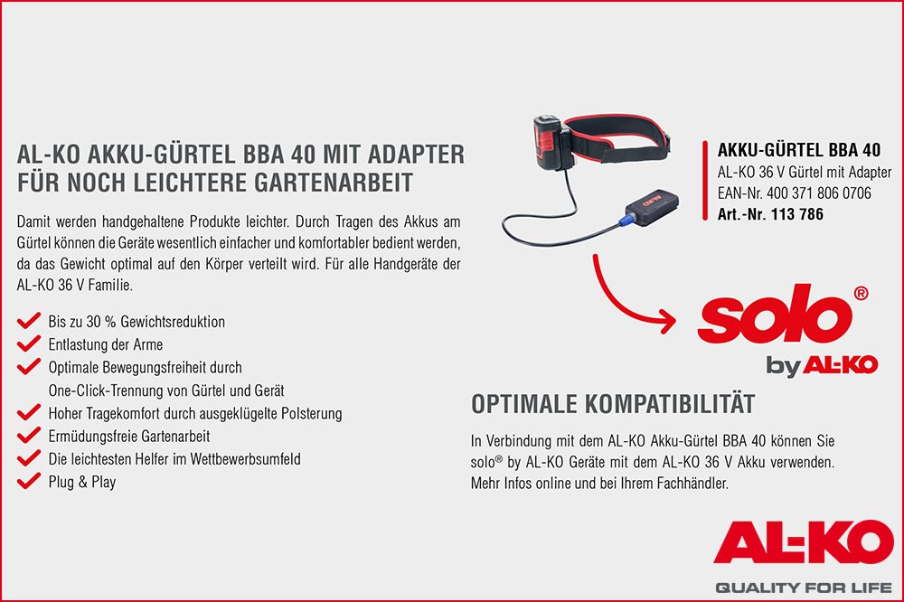 AL-KO 113786 Akku-Gürtel mit Adapter BBA 40, 36 V – Bild 2