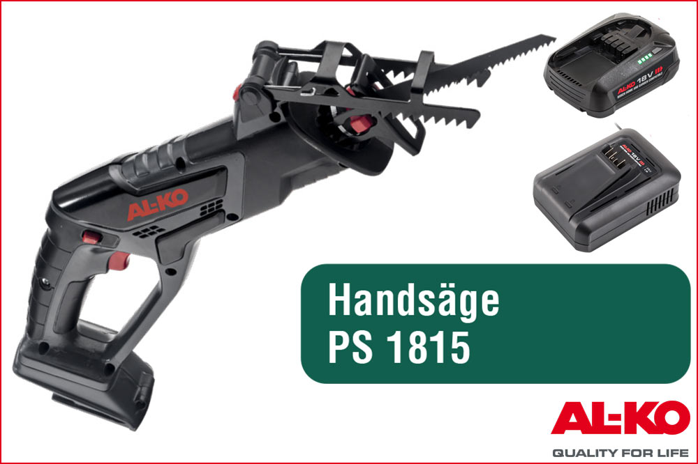 AL-KO 113942 Akku-Handsäge PS 1815 Set mit Akku 18 V 2.5 Ah und Ladegerät