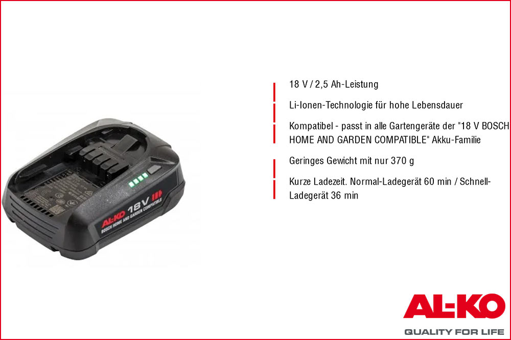AL-KO 114057 Akku B50.5 Li-Ion 18 V 2.5 Ah, mit Akku-Ladestandanzeige – Bild 3
