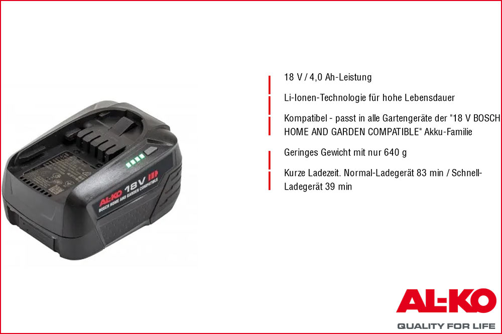 AL-KO 114058 Akku B75.5 Li-Ion 18 V 4.0 Ah, mit Akku-Ladestandanzeige – Bild 3