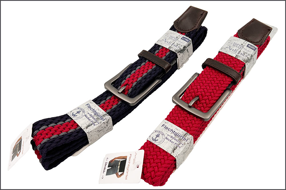 Antonio Flechtgürtel Stretch, Nickelfrei, 95 - 105 cm