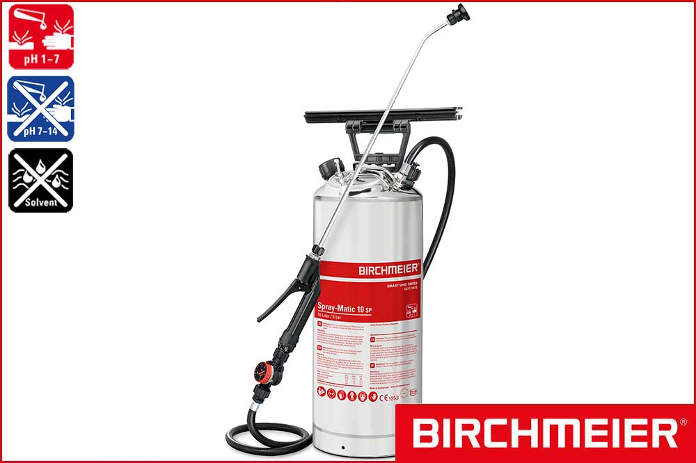 BIRCHMEIER 11380001 Edelstahl-Drucksprühgerät Spray-Matic 10 SP für Säuren, 10 Liter