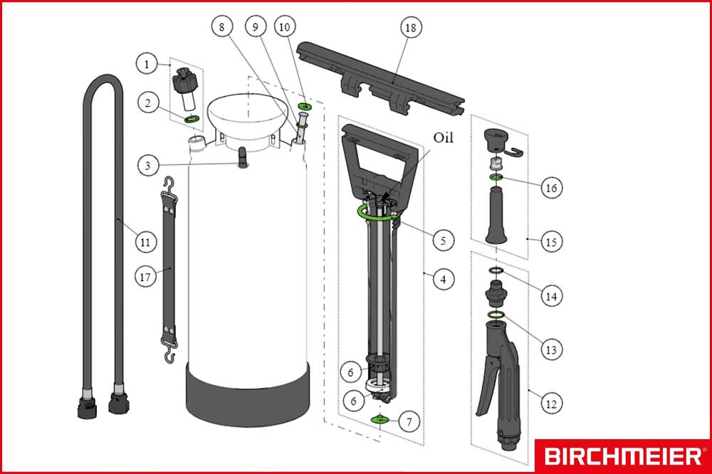 BIRCHMEIER 11905101 Dichtungssatz Foam-Matic 5 P für Säuren – Bild 2