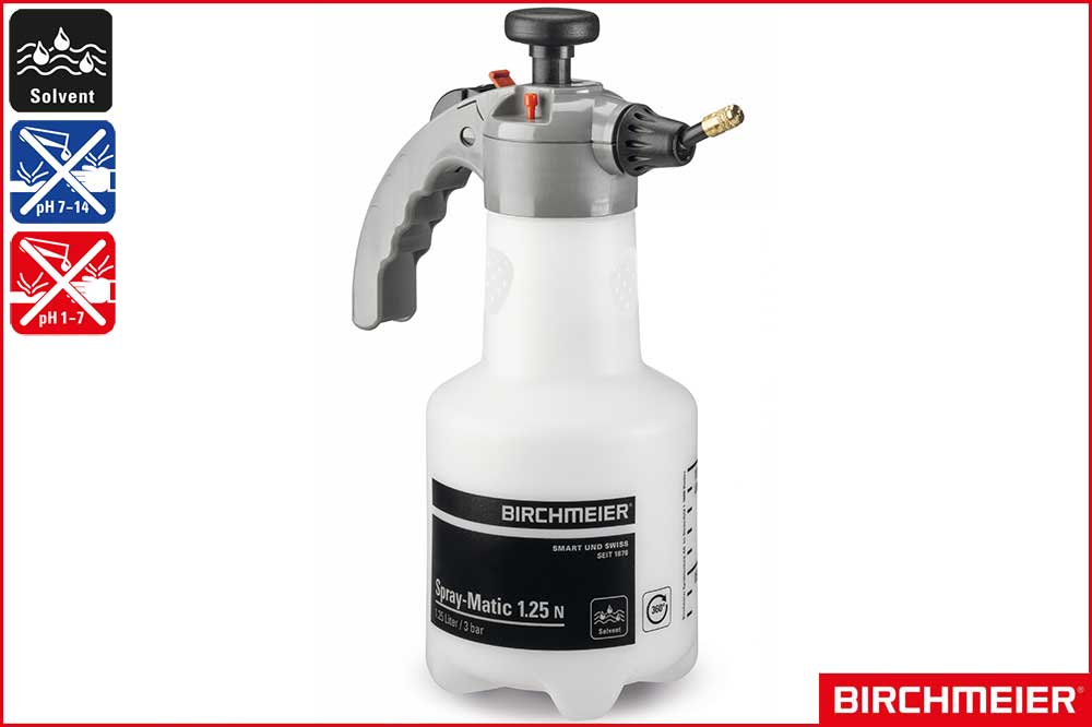 BIRCHMEIER 11963301 Handsprühgerät Spray-Matic 1.25 N / 360° für Solvent, schwarz, 1.25 Liter