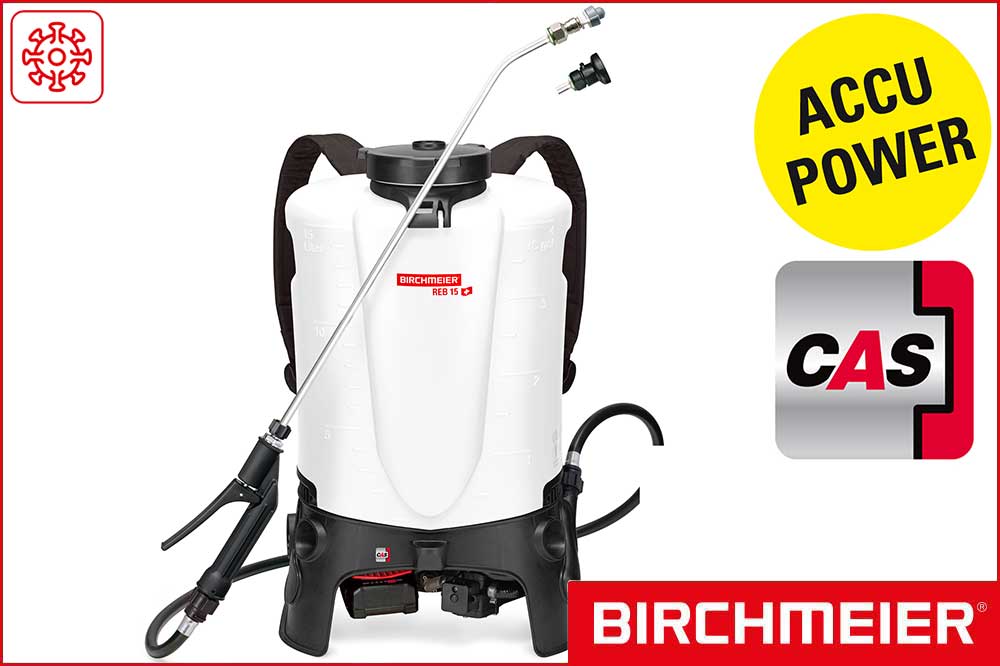 BIRCHMEIER 12095001 Akku-Rückensprühgerät REB 15 DC1 für Desinfektion, 15 Liter