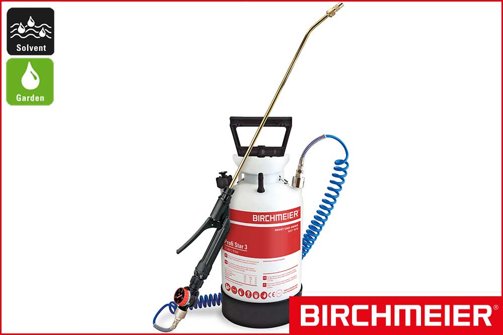 BIRCHMEIER 12118401 Drucksprühgerät Profi Star 3 für Solvent und Garden, rot, 3 Liter