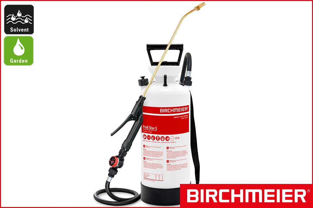 BIRCHMEIER 12117401 Drucksprühgerät Profi Star 5 für Solvent und Garden, rot, 5 Liter