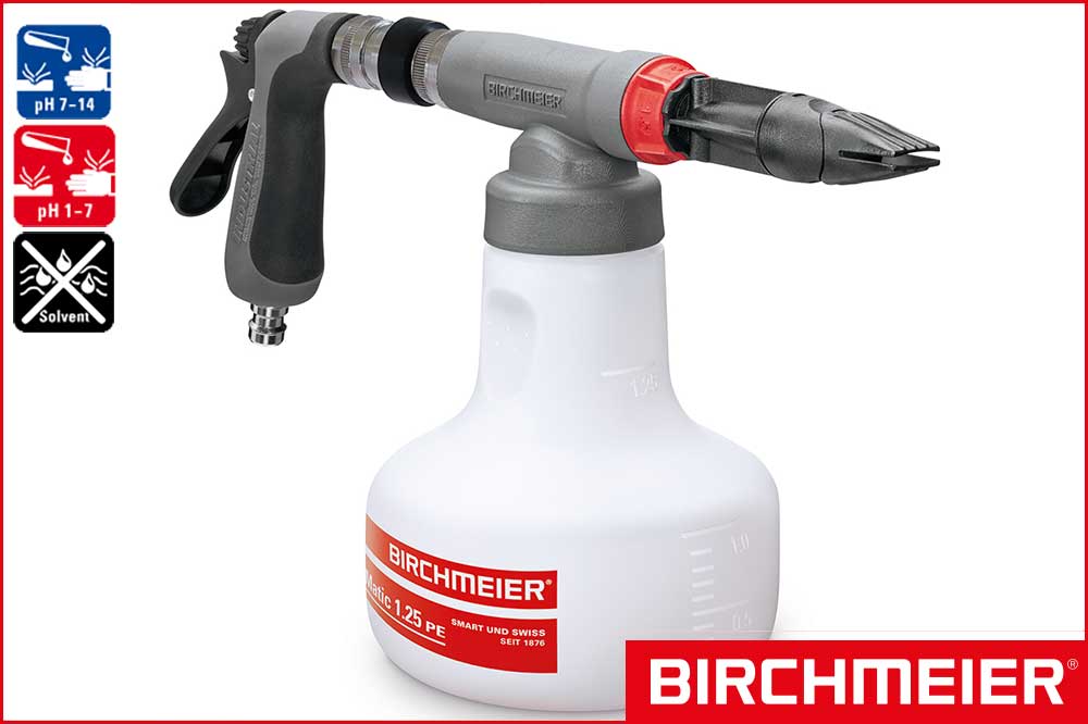 BIRCHMEIER 11975001 Schaum-Handsprühgerät Vario-Matic 1.25 PE für Säuren und Laugen, rot, 1.25 Liter