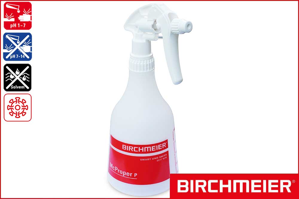 BIRCHMEIER 11815001 Handsprühgerät McProper P für Säuren und Desinfektionsmittel, rot, 500 ml