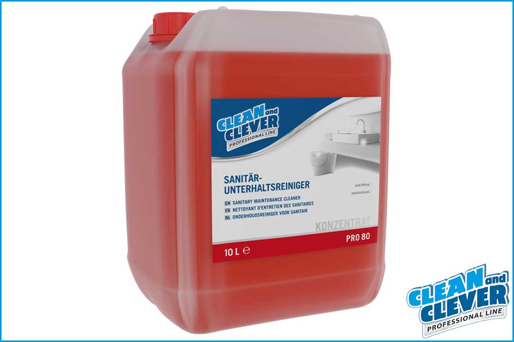 CLEAN and CLEVER PROFESSIONAL PRO 80 Sanitär-Unterhaltsreiniger, 10 Liter Kanister