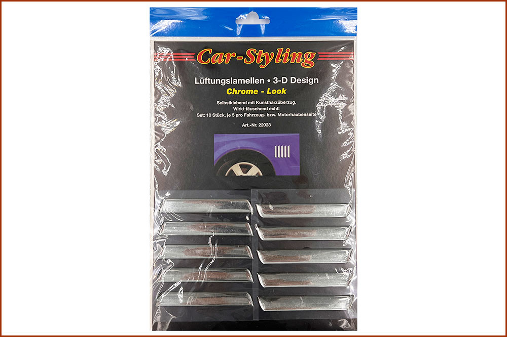 Car-Styling Lüftungslamellen selbstklebend im 3D-Design Chrom-Look, 10 Stück