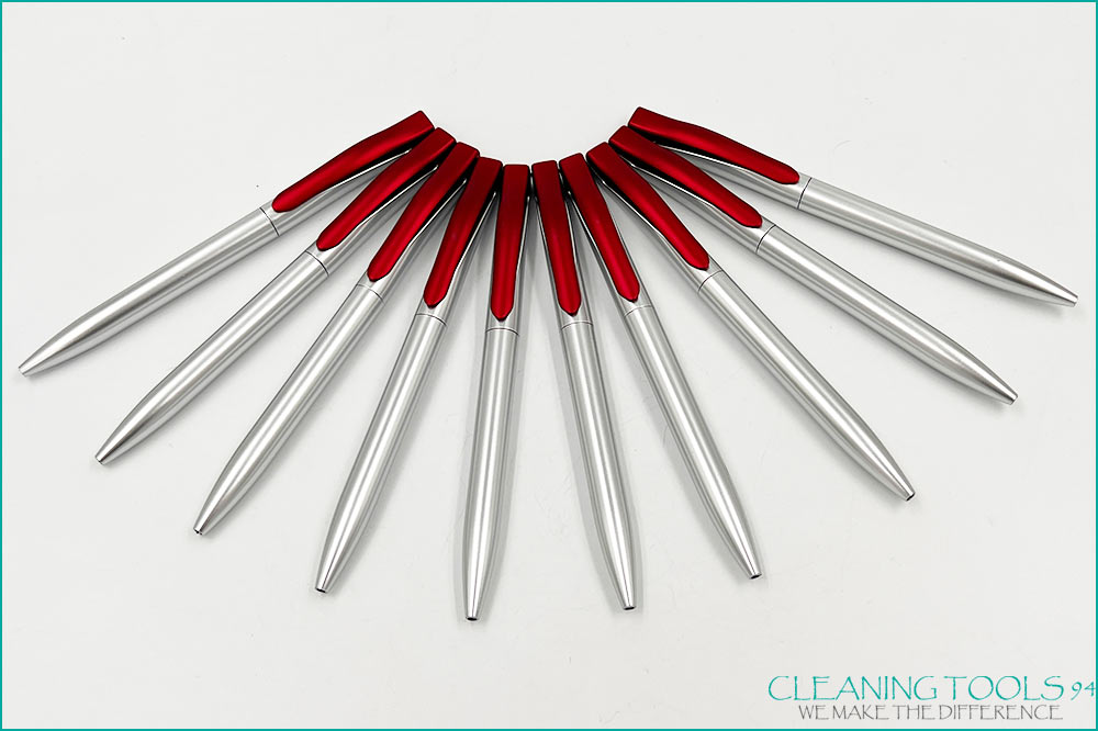 Cleaning Tools 94 Kugelschreiber 145 x 10 mm, silber-rot, 10 Stück