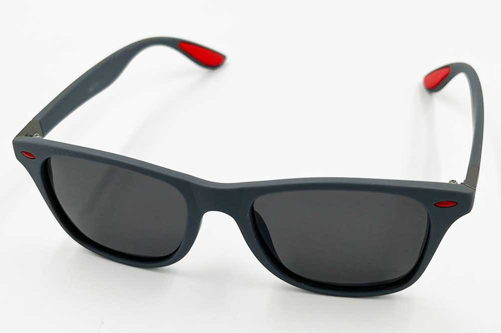 Cleaning Tools 94 Unisex-Sonnenbrille ultraleicht mit getönten schwarzen Gläsern, UV400, grau-rot