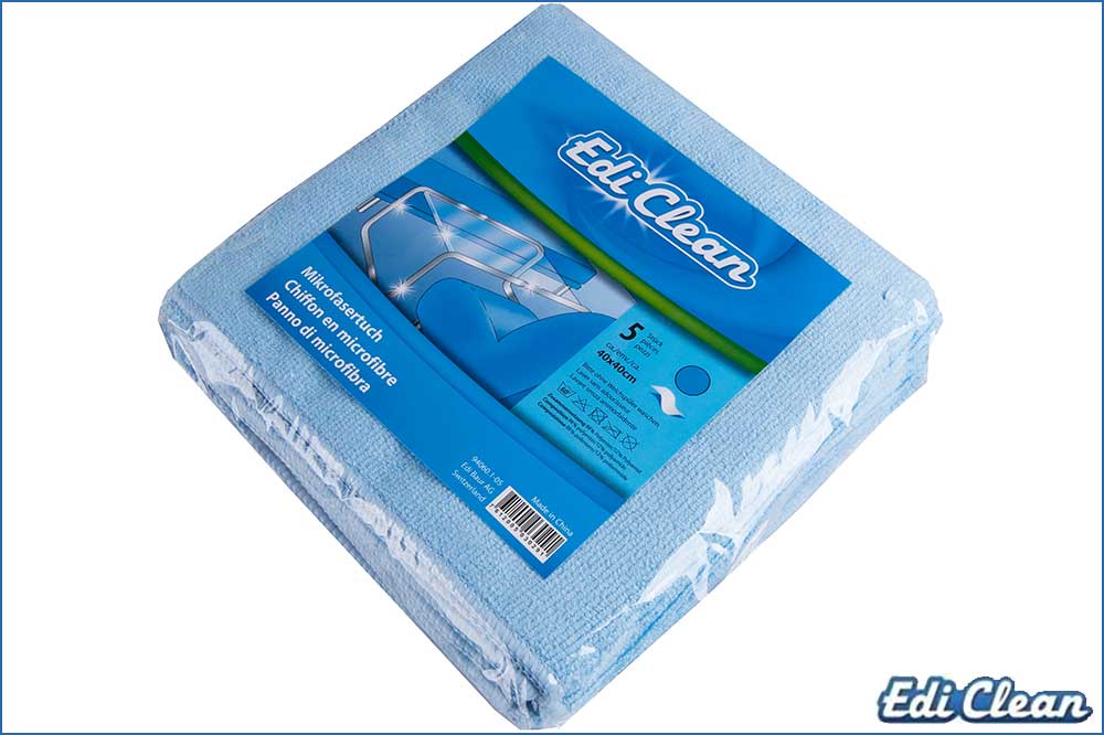 Edi Clean 94060.1-05 Mikrofasertuch 40 x 40 cm, blau - 5 Stück