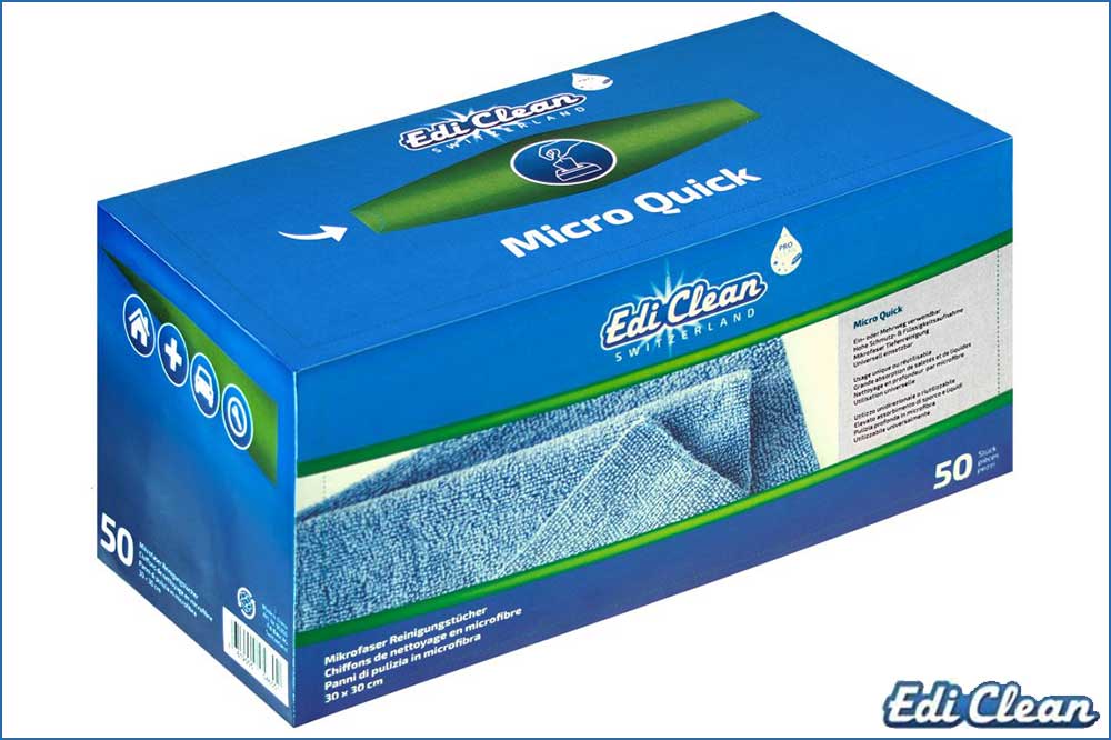 Edi Clean 94080.1-50 Mikrofaser Reinigungstücher MICRO QUICK, 50 Stück, blau