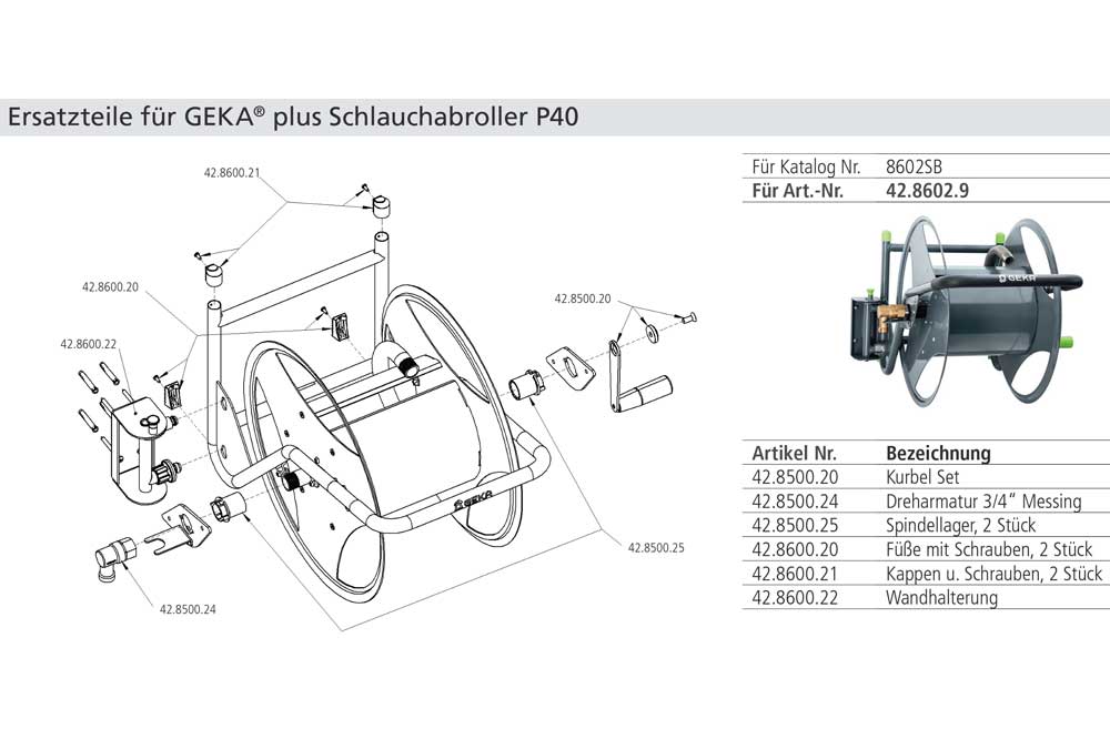 GEKA plus P40SK Schlauchabroller mit 3/4 Zoll Schlauch 25 Meter, Stahl pulverbeschichtet – Bild 4