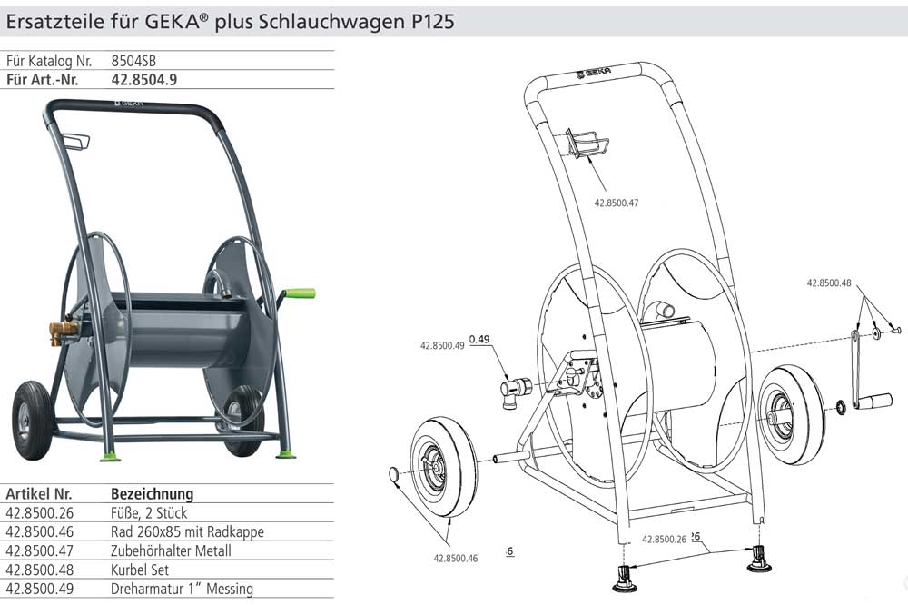 GEKA plus P125 Schlauchwagen Stahl pulverbeschichtet – Bild 4