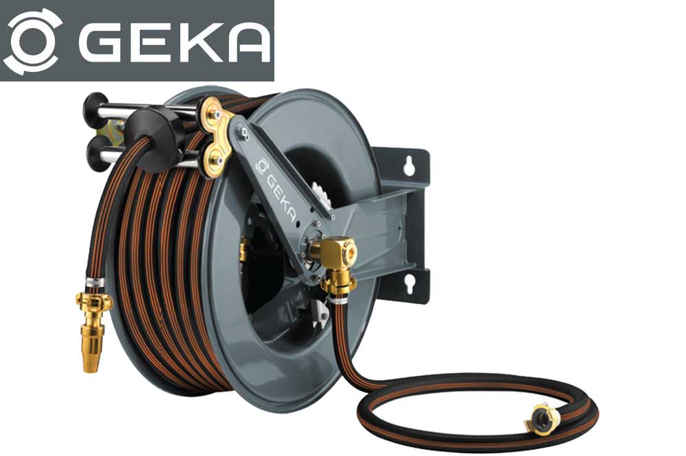 GEKA plus PA30GSK Automatischer Schlauchaufroller mit 3/4 Zoll Schlauch 25 Meter