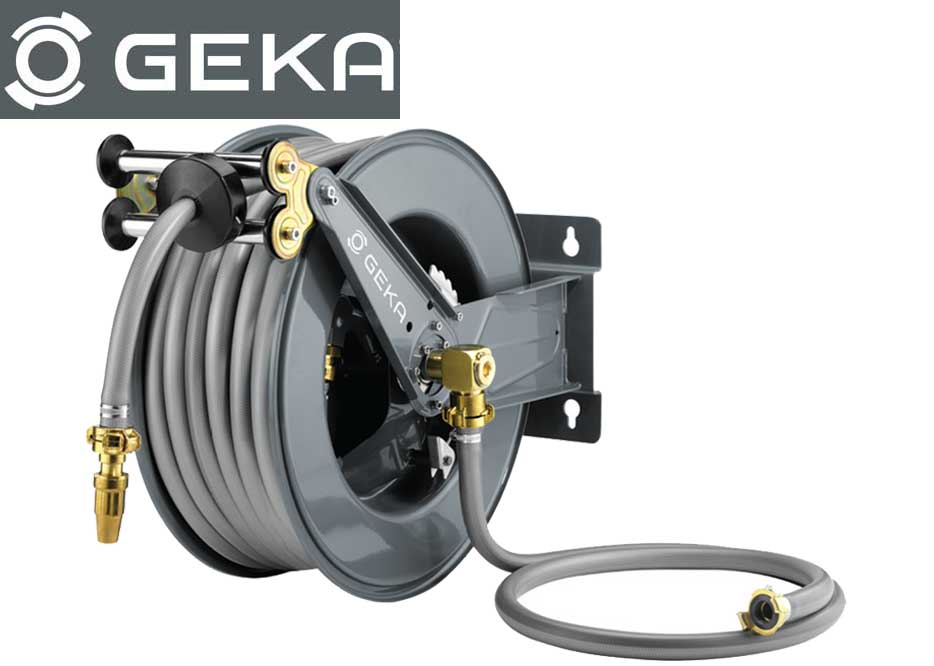 GEKA plus PA30SK Automatischer Schlauchaufroller mit 3/4 Zoll Schlauch 30 Meter