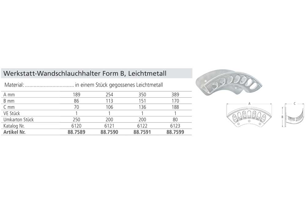 GEKA 88.7589 Werkstatt-Wandschlauchhalter Form B Leichtmetall, klein – Bild 3