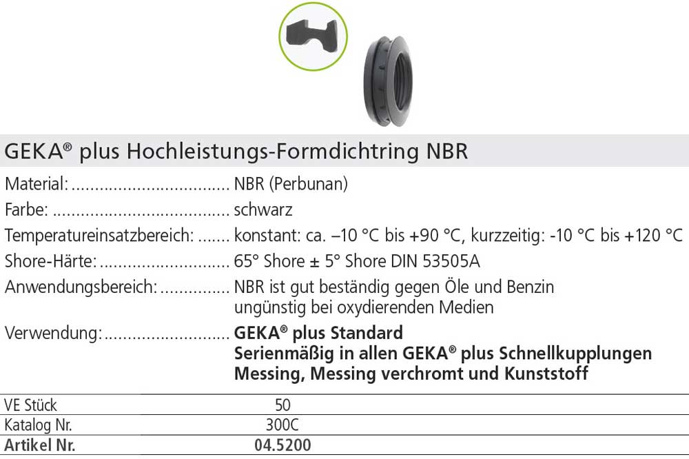 GEKA plus 04.5200 Hochleistungs-Formdichtring 300C, NBR schwarz – Bild 2
