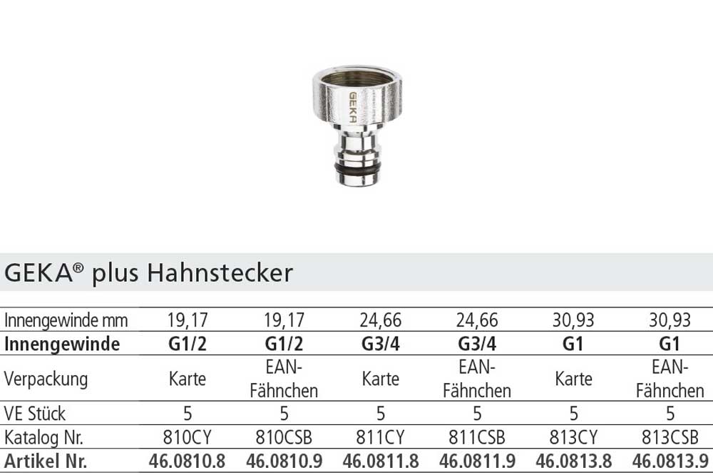 GEKA plus 46.0810 Stecksystem Hahnstück mit IG 1/2 Zoll, Messing verchromt – Bild 2