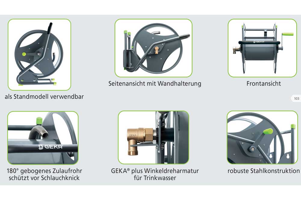 GEKA plus P40SK Schlauchabroller mit 3/4 Zoll Schlauch 25 Meter, Stahl pulverbeschichtet – Bild 2
