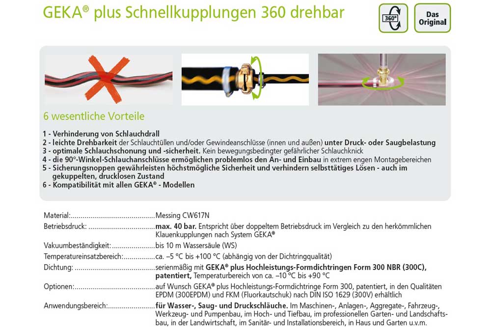 GEKA 08.4101 Klauenkupplung mit Schlauchtülle 1/2 Zoll, 360° drehbar – Bild 3