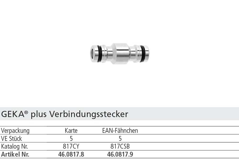GEKA plus 46.0817 Verbindungsstecker Stecksystem, Messing verchromt – Bild 2